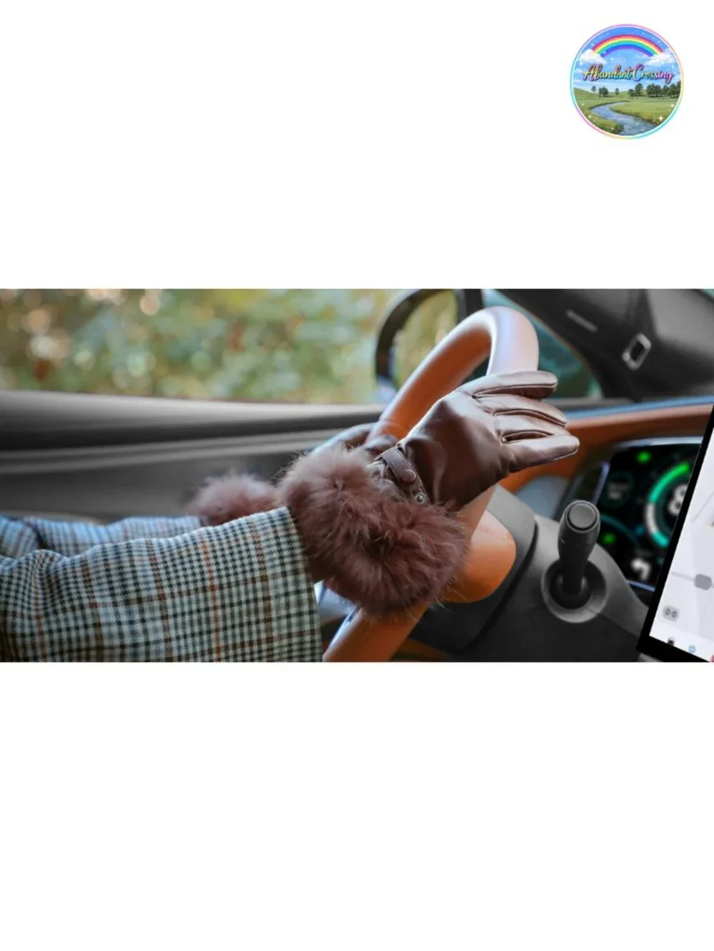 Women's Sheepskin Leather Touchscreen Gloves with Fur Trim, Winter Driving